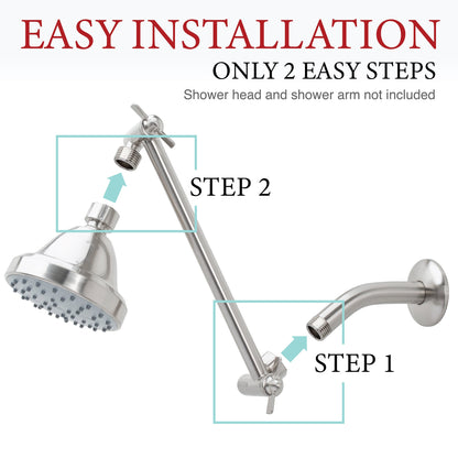 10 in. Solid Brass Shower Head Extension Arm (Stainless Steel Finish) - view 3