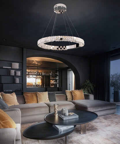 Modern Crystal LED Ring Chandelier - view 4