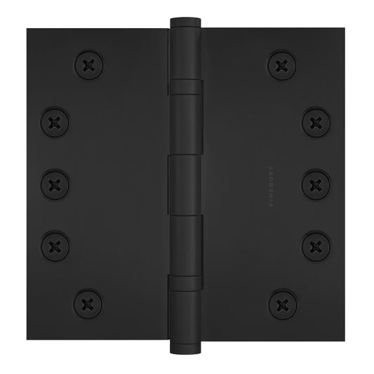 5x5 Inch Solid Brass Ball Bearing Door Hinge - Flat Black