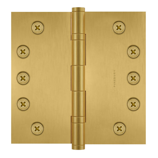 5x5 Inch Solid Brass Ball Bearing Door Hinge - Satin Brass