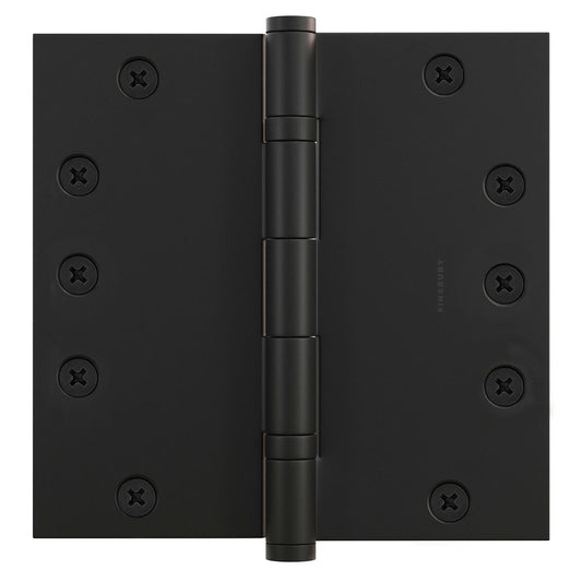 6x6 Inch Solid Brass Ball Bearing Door Hinge - Flat Black
