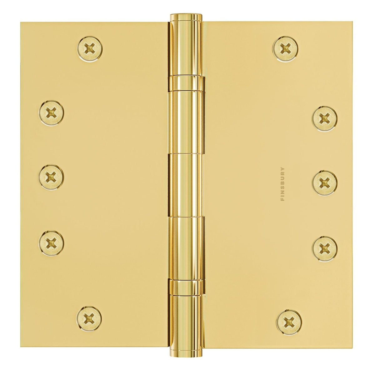 6x6 Inch Solid Brass Ball Bearing Door Hinge - Polished Brass