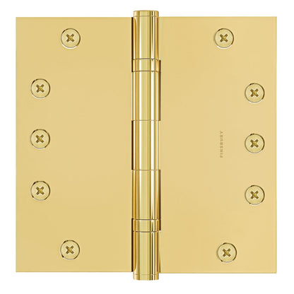 6x6 Inch Solid Brass Ball Bearing Door Hinge - Polished Brass