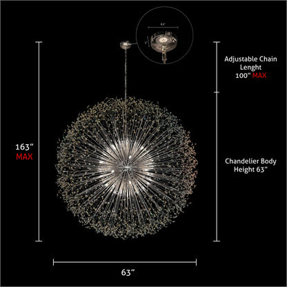 Luxe Starburst Chrome Crystal Chandelier 63" - view 6