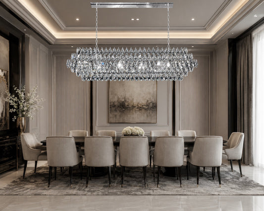 Teardrop Crystal Diamond Linear Chrome Chandelier 60" - view 2