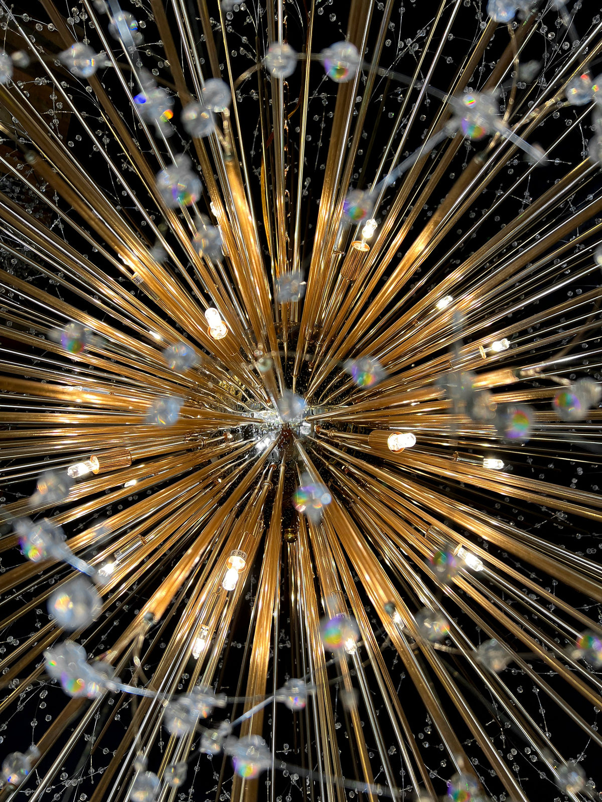 Luxe Starburst Gold Crystal Chandelier 63" - view 8