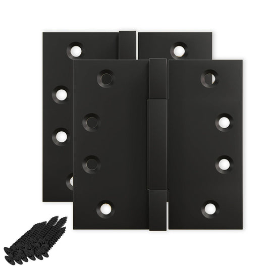 4x4 Inch Solid Brass Square Barrel Door Hinge - Flat Black