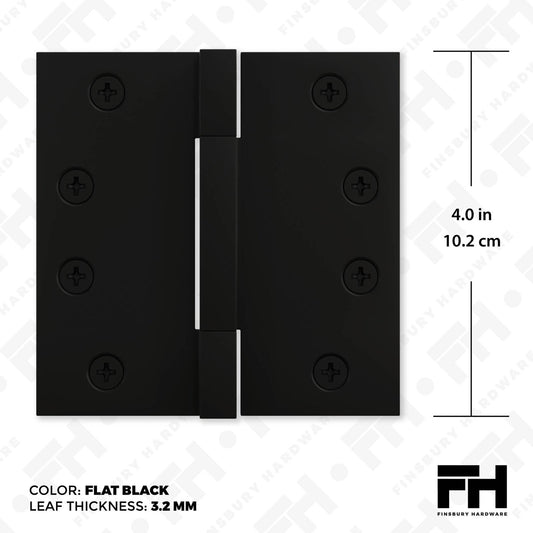 4x4 Inch Solid Brass Square Barrel Door Hinge - Flat Black - view 2