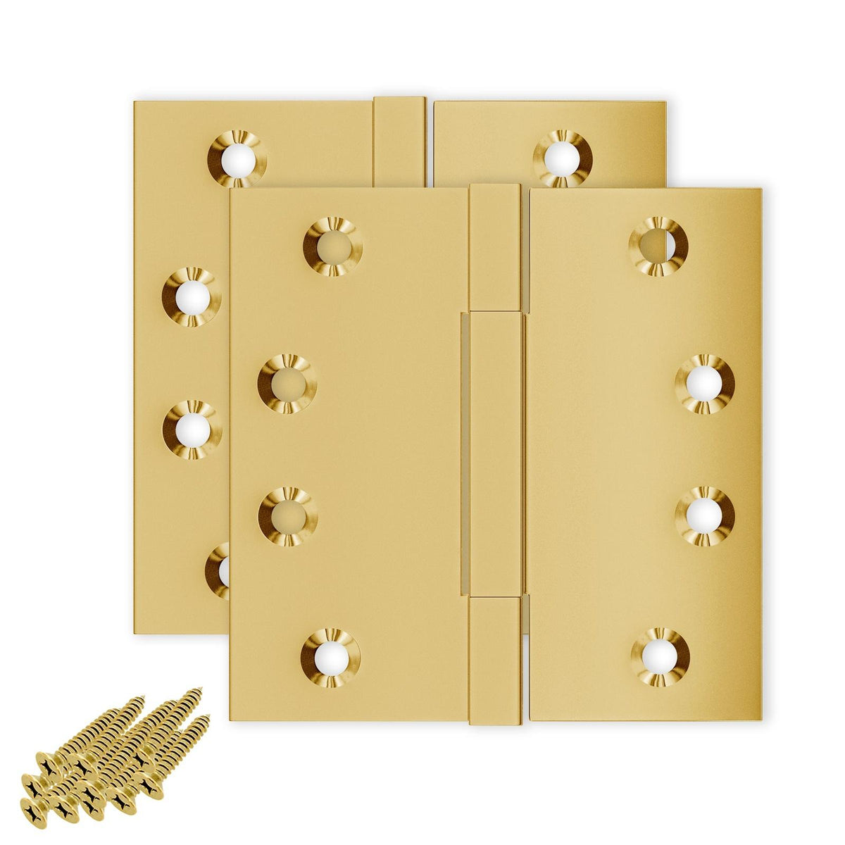4x4 Inch Solid Brass Square Barrel Door Hinge - Polished Brass