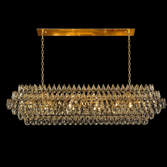 Teardrop Crystal Diamond Linear Gold Chandelier 60"