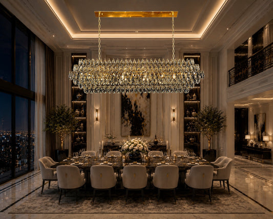 Teardrop Crystal Diamond Linear Gold Chandelier 60" - view 2