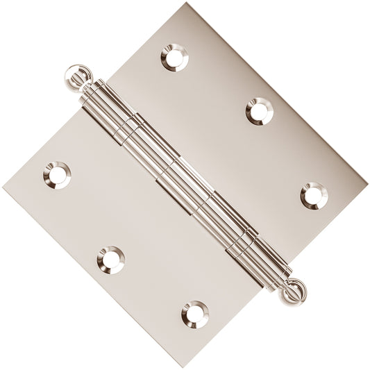 3x3 Inch Solid Brass Ball Bearing Door Hinge - Polished Nickel - view 2