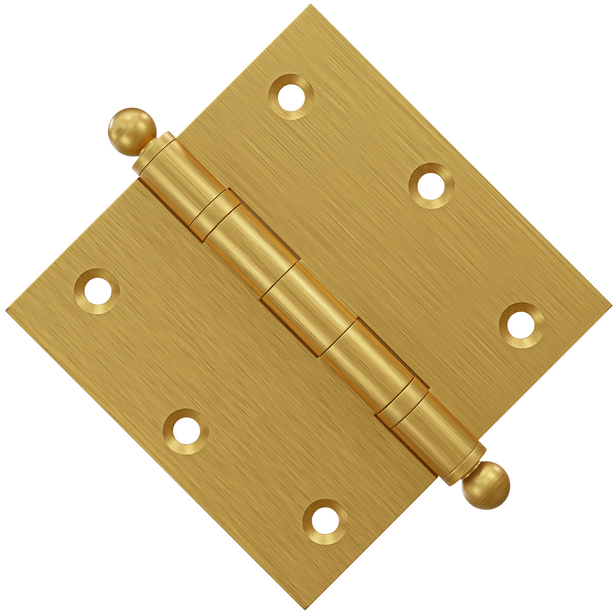 3x3 Inch Solid Brass Ball Bearing Door Hinge - Satin Brass - view 2