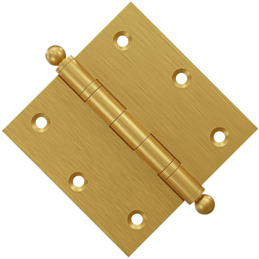 3.5 x 3.5 Inch Solid Brass Ball Bearing Door Hinge - Satin Brass - view 2