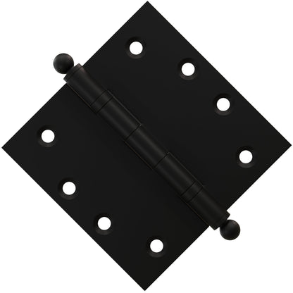 4x4 Inch Solid Brass Ball Bearing Door Hinge - Flat Black - view 2