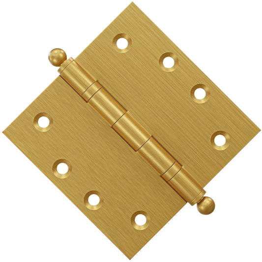 4.5 x 4.5 Inch Solid Brass Ball Bearing Door Hinge - Satin Brass - view 2