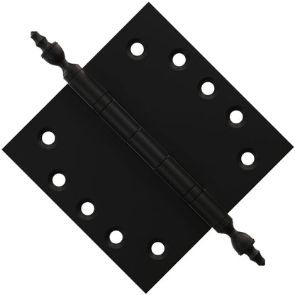 6x6 Inch Solid Brass Ball Bearing Door Hinge - Flat Black - view 3