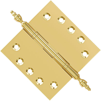 6x6 Inch Solid Brass Ball Bearing Door Hinge - Polished Brass - view 3
