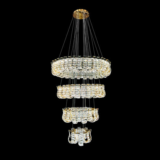 Luxury 4-Tier Gold Crystal LED Chandelier
