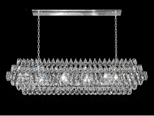 Teardrop Crystal Diamond Linear Chrome Chandelier 60"