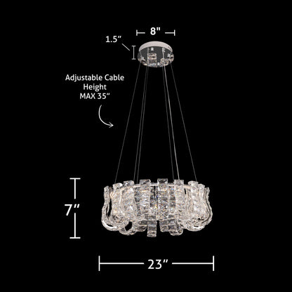 Halo LED Crystal Chrome Round Chandelier 23" - view 9