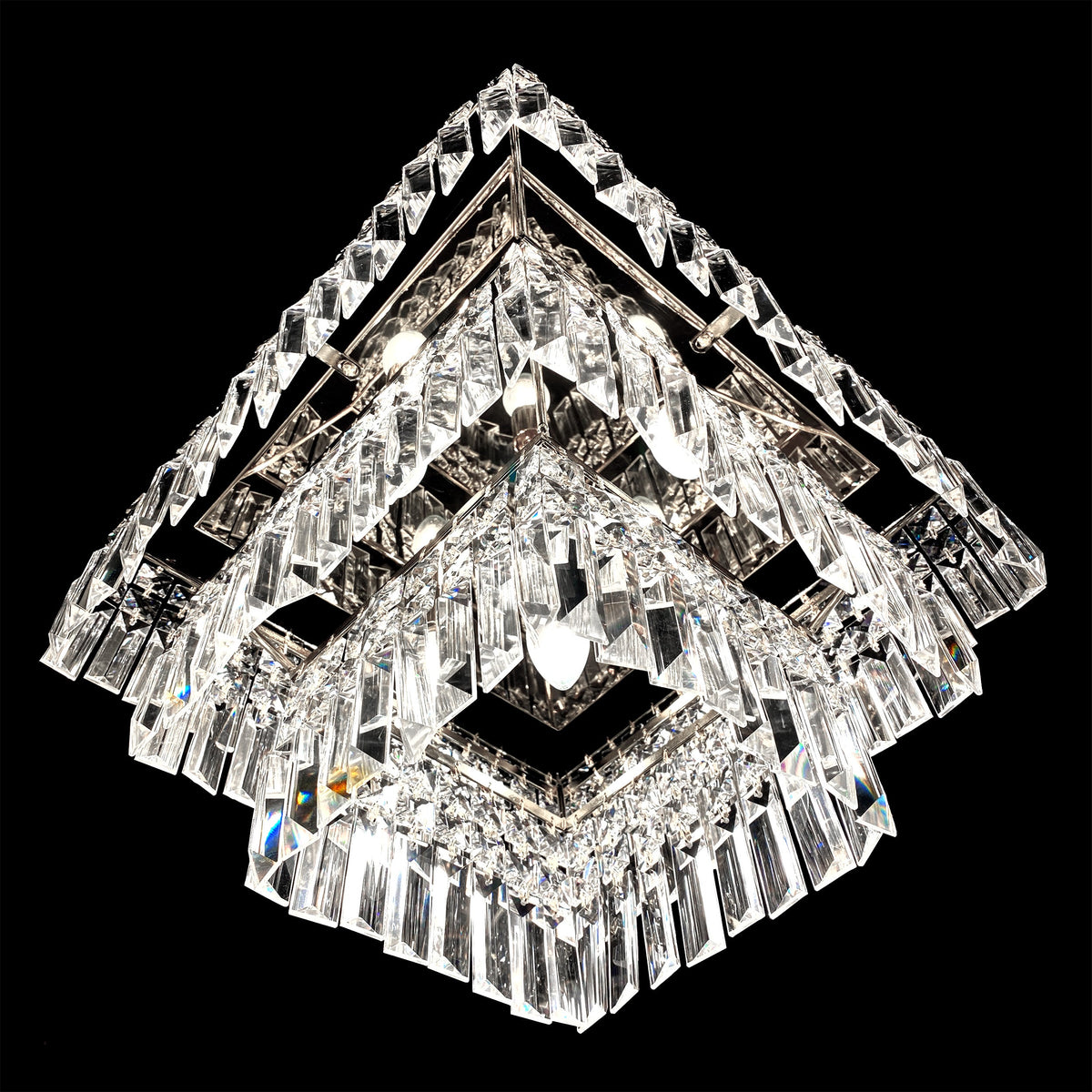 Tiered Square Crystal Chandelier Chrome 16” - view 6