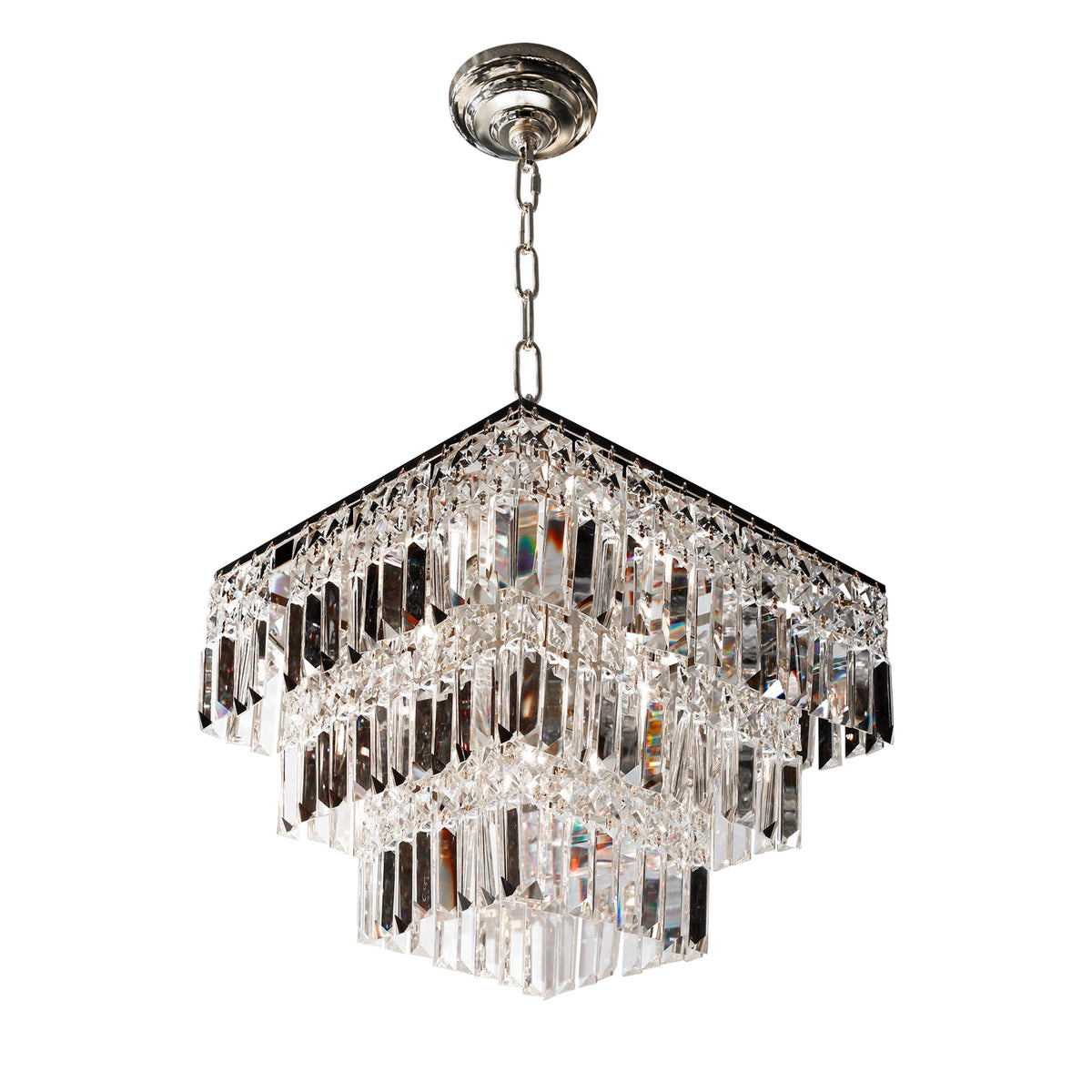 Tiered Square Crystal Chandelier Chrome 16” - view 11