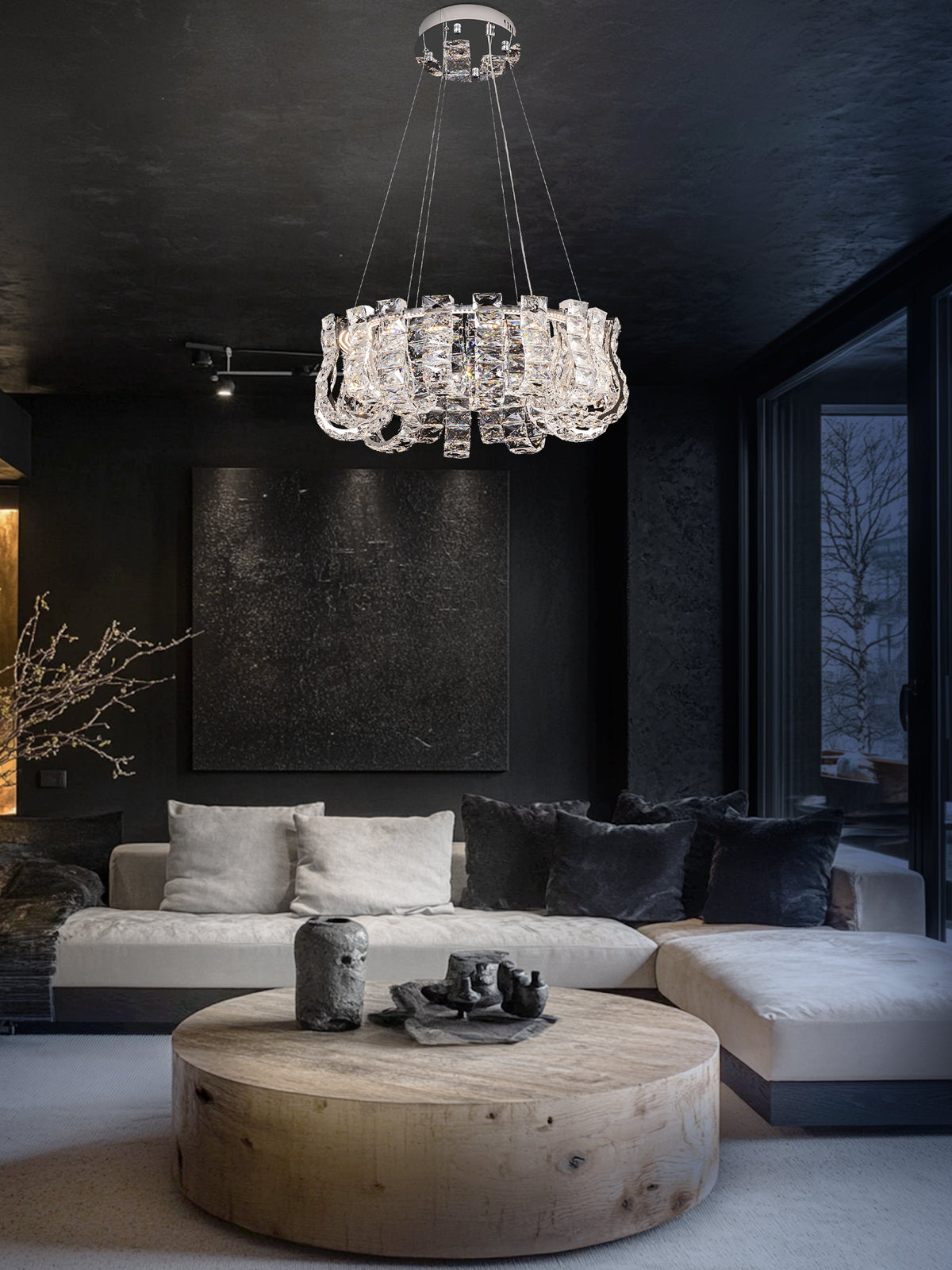 Halo LED Crystal Chrome Round Chandelier 23" - view 2