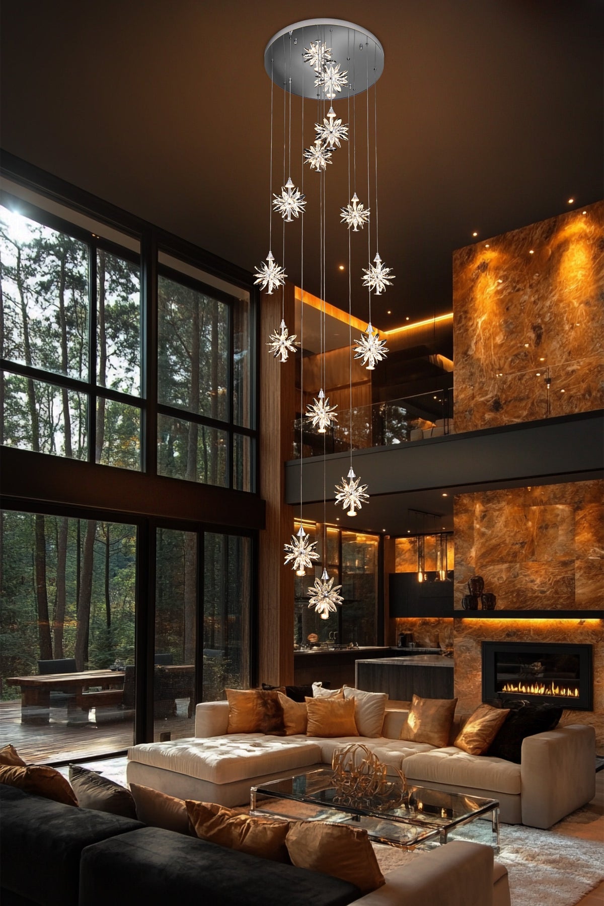 Luxury Chrome Spiral Crystal LED Chandelier - view 3