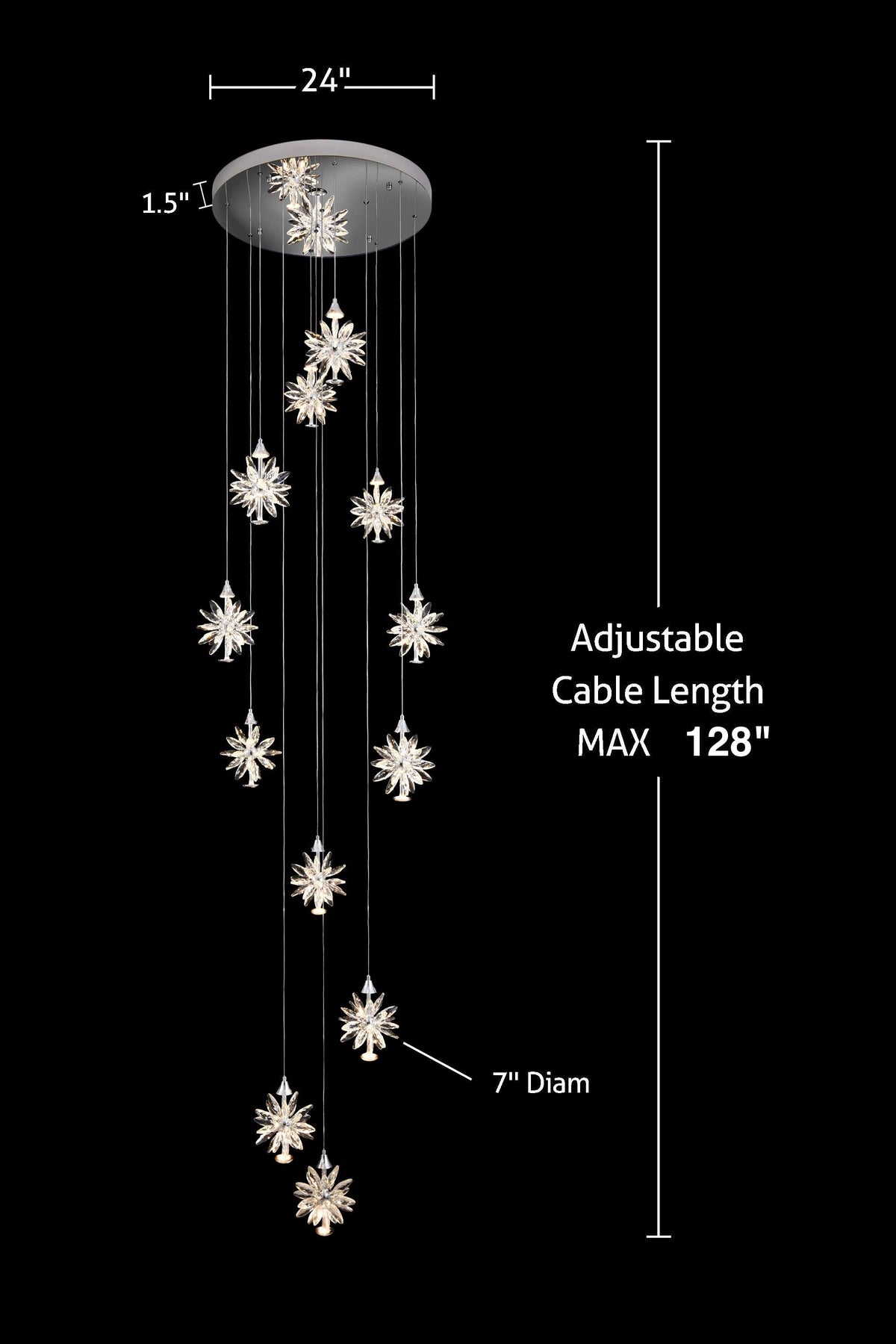 Luxury Chrome Spiral Crystal LED Chandelier - view 5