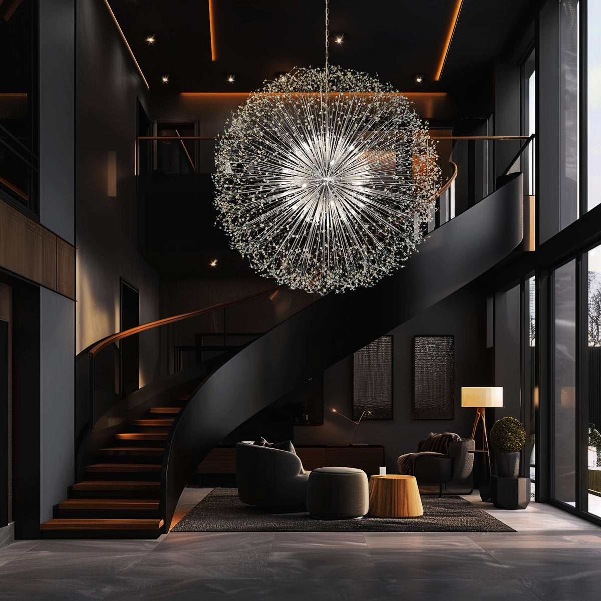Luxe Starburst Chrome Crystal Chandelier 63" - view 2