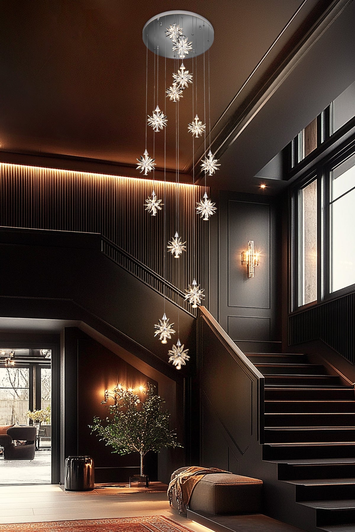 Luxury Chrome Spiral Crystal LED Chandelier - view 6