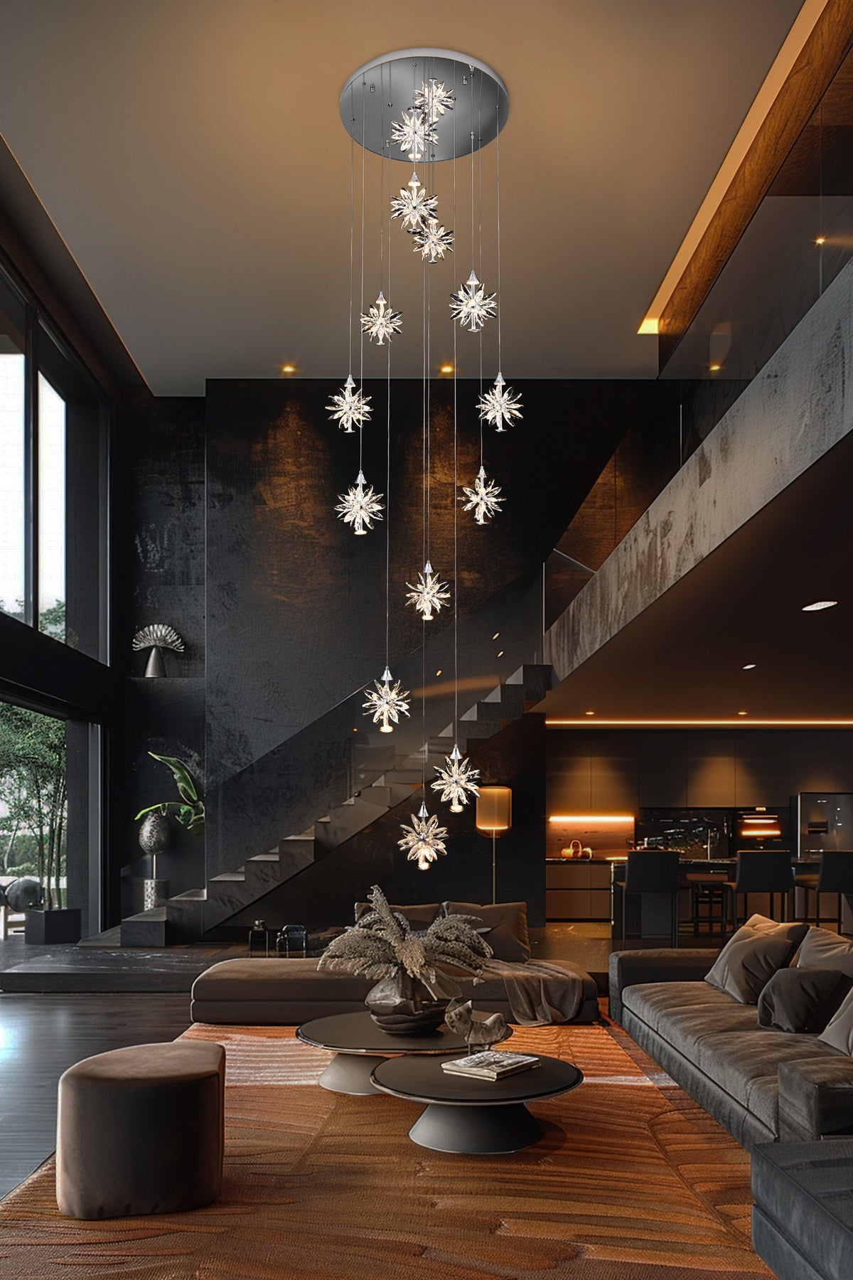 Luxury Chrome Spiral Crystal LED Chandelier - view 4