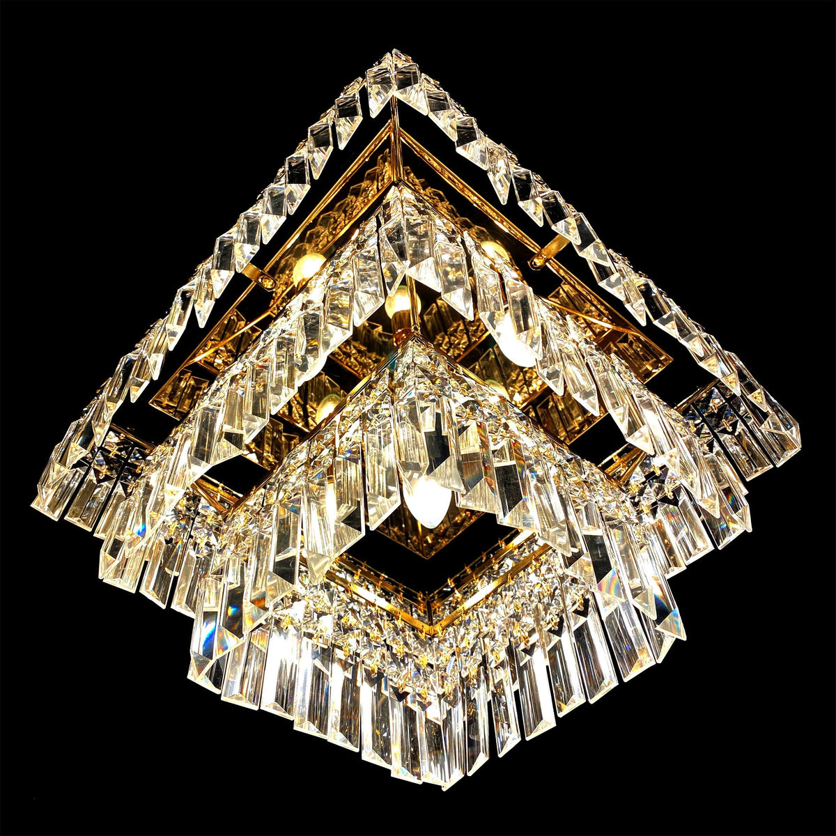 Tiered Square Crystal Gold Chandelier 16” - view 7