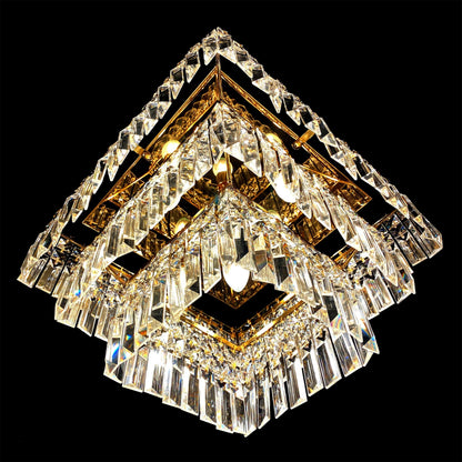 Tiered Square Crystal Gold Chandelier 16” - view 7