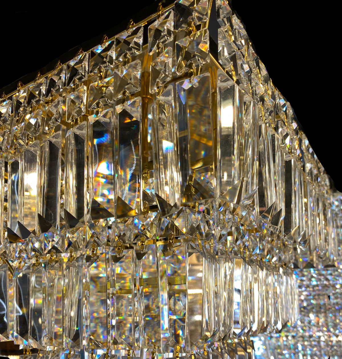 Tiered Square Crystal Gold Chandelier 16” - view 8