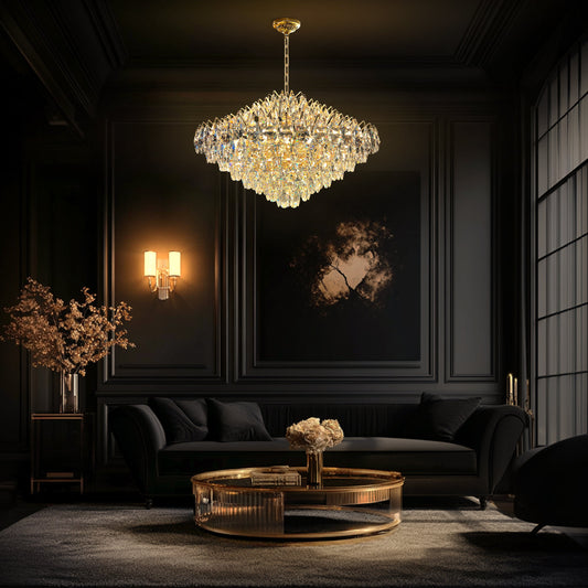 Empire Crystal Teardrop Gold Round Chandelier 31" - view 2