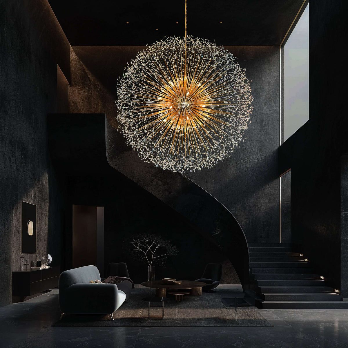 Luxe Starburst Gold Crystal Chandelier 63" - view 10