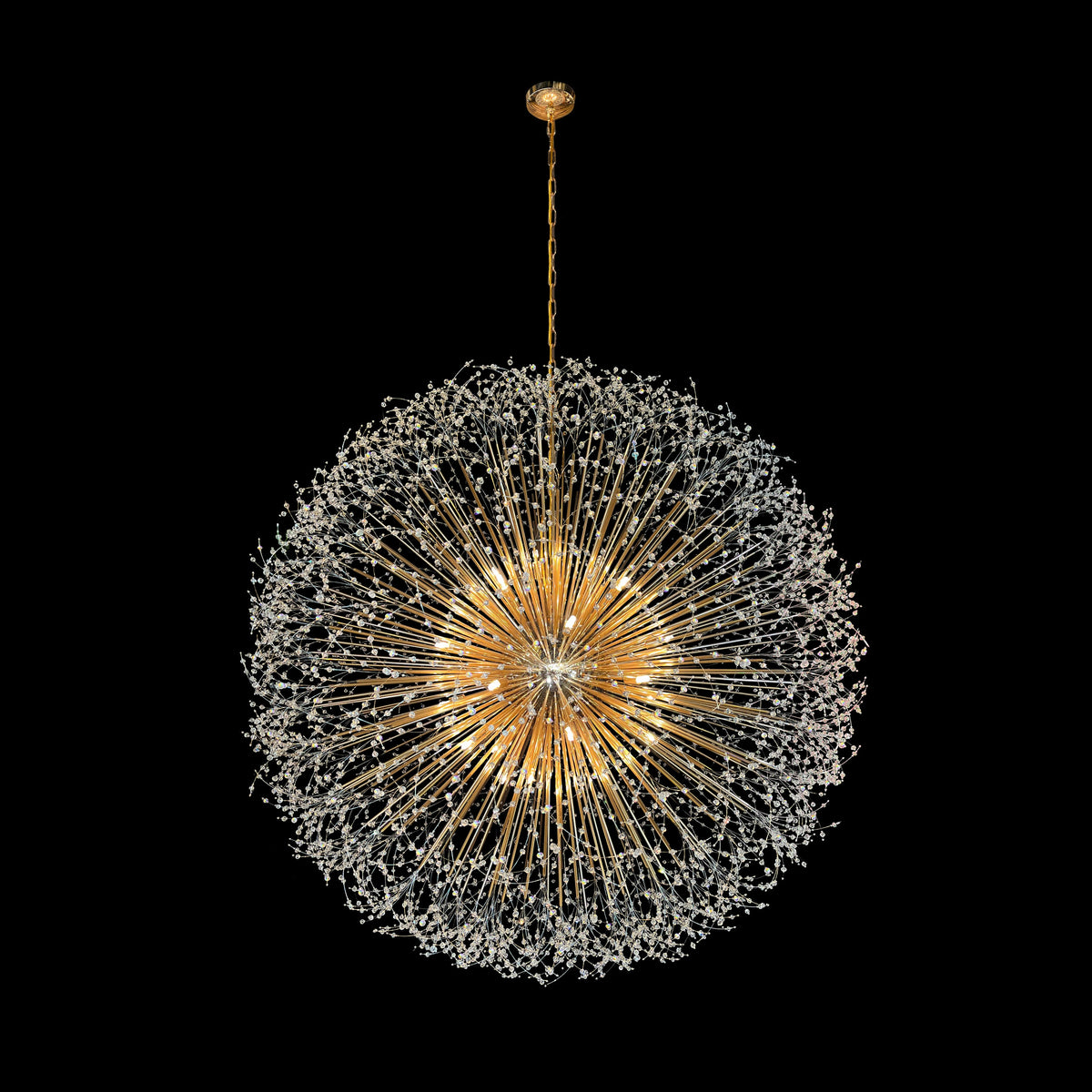 Luxe Starburst Gold Crystal Chandelier 63"