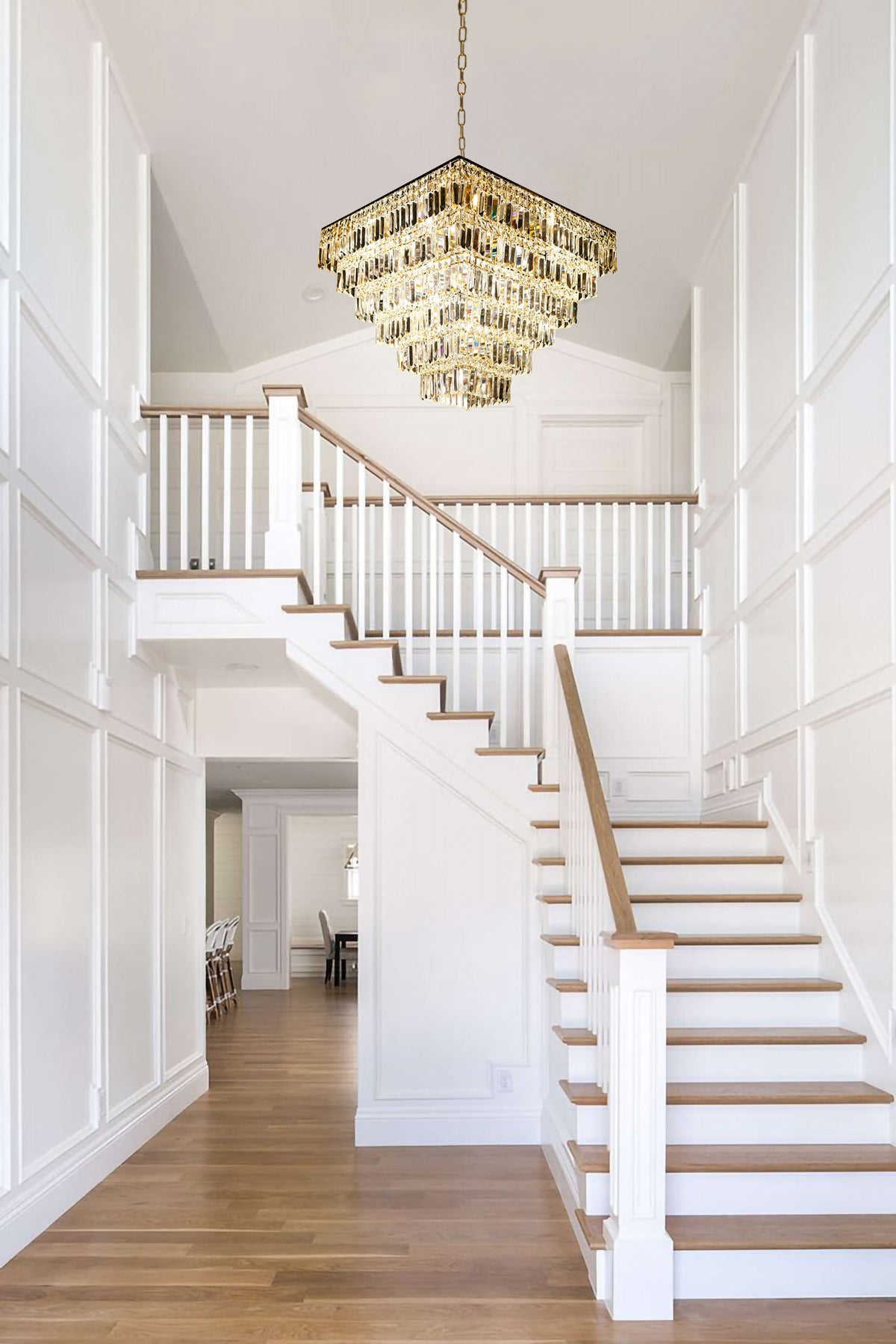 Tiered Square Crystal Chandelier Gold  29" - view 3