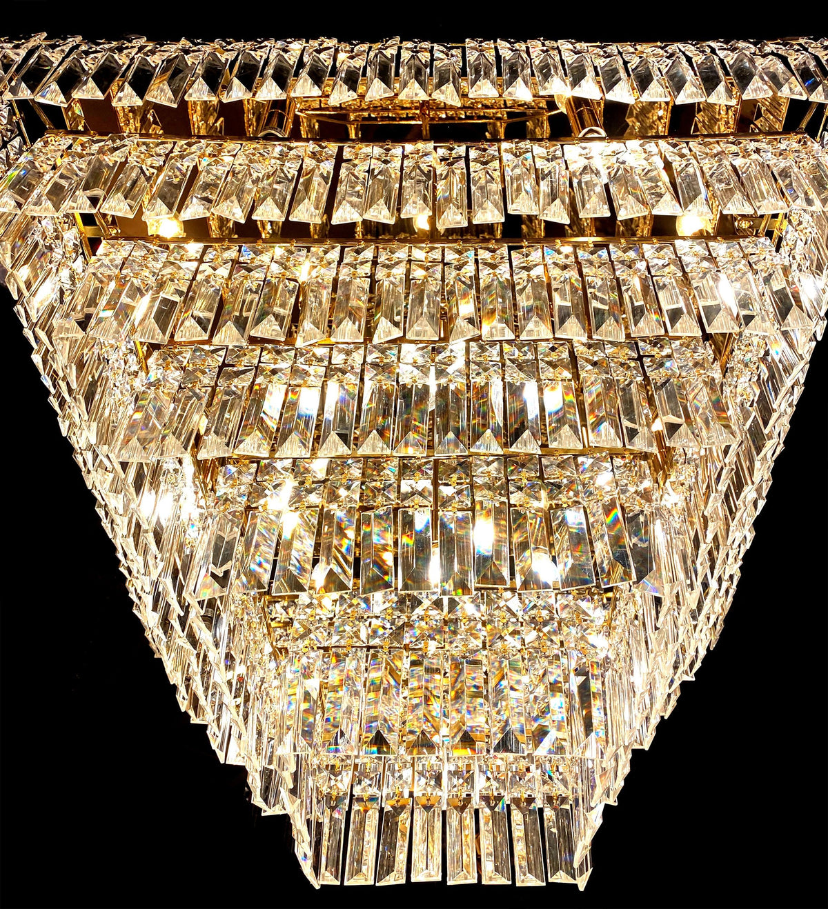 Tiered Square Crystal Chandelier Gold  29" - view 8