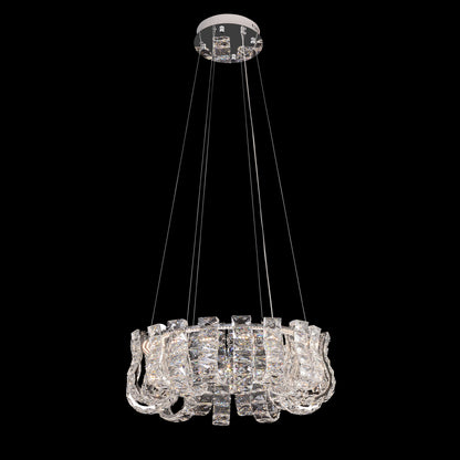 Halo LED Crystal Chrome Round Chandelier 23"