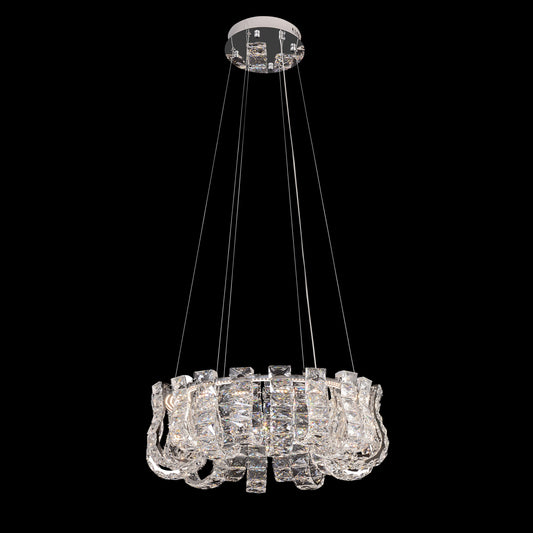 Halo LED Crystal Chrome Round Chandelier 23"