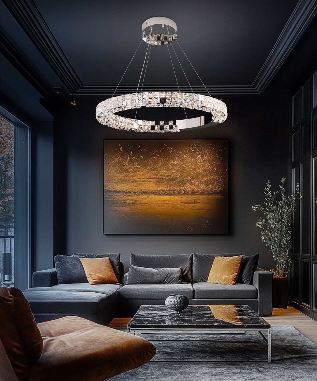 Modern Crystal LED Ring Chandelier - view 2