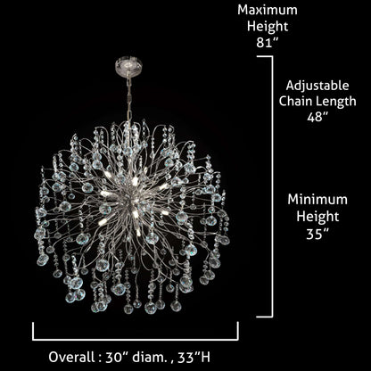 Luxury Firework Chrome Crystal Chandelier 30" - view 8