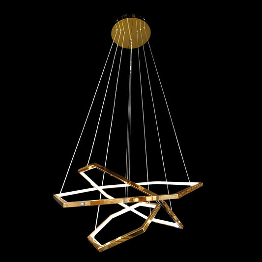 Modern Gold LED Geometric Chandelier 31"