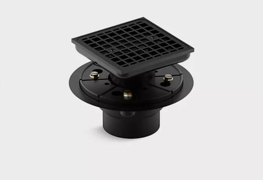 New Kohler 9136-BL Square Shower Drain Matte Black