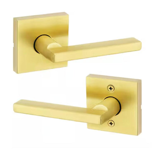 Kwikset Halifax Square Passage Lever Satin Brass 720HFLSQT4 6AL RCS