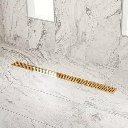 Signature Hardware-36" Rowland Linear Shower Drain - Polished Brass