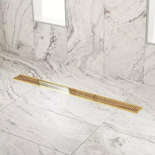 Signature Hardware-36" Rowland Linear Shower Drain - Polished Brass